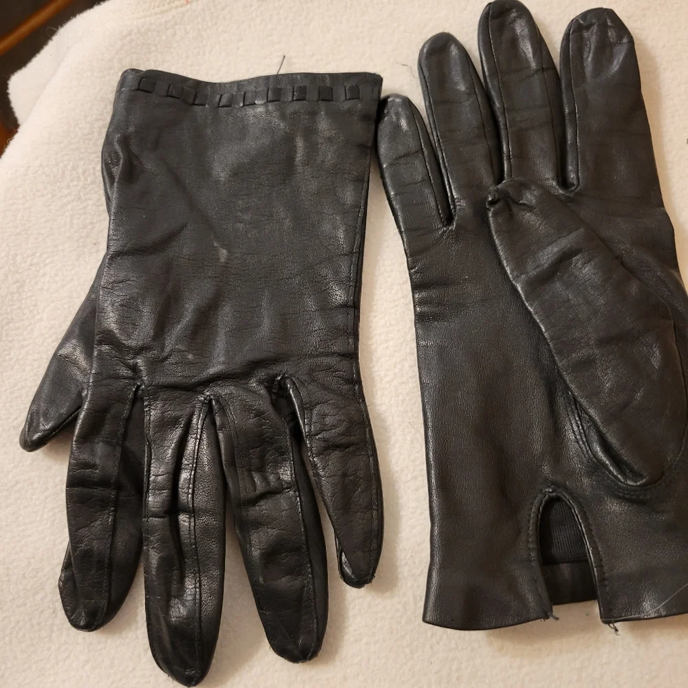 Vintage Smart Set Black Cowhide Leather Gloves Size C